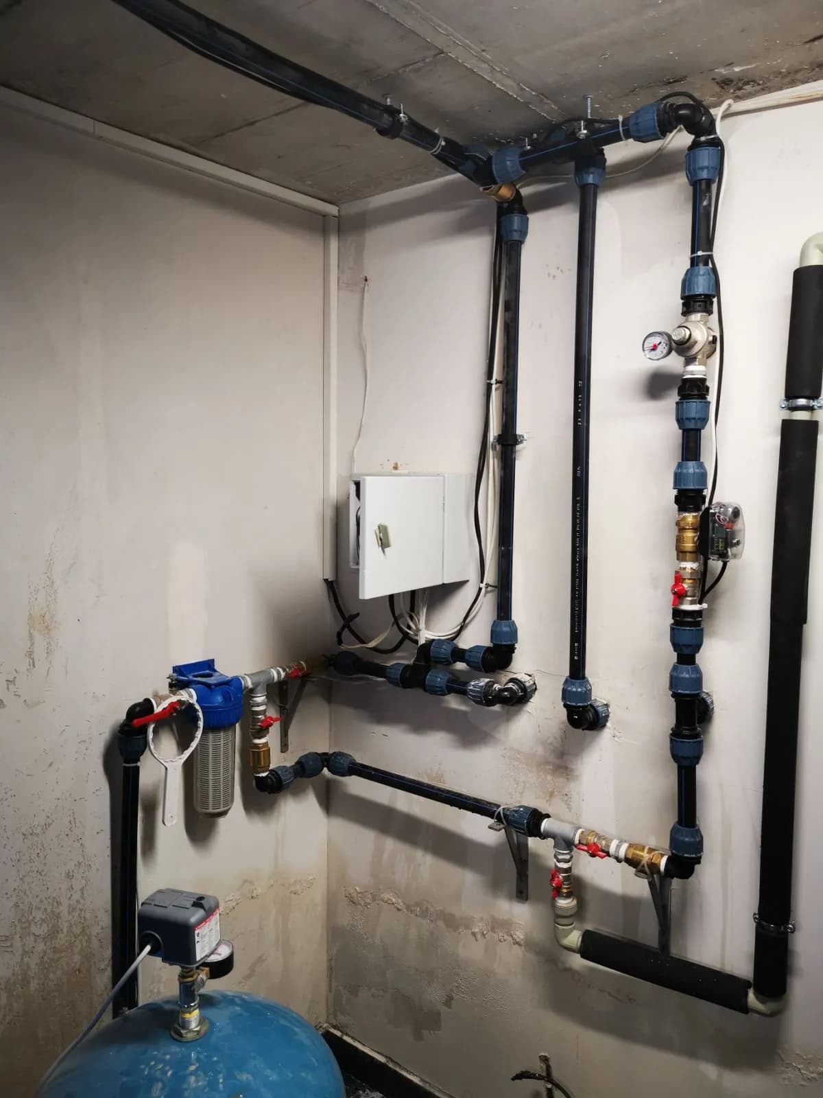 Booster installation in a house basement